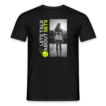 Joueur de tennis Raquette de tennis Tenue de court de tennis - T-shirt homme - noir - Devant - AI Model Male 178 light (178cm)