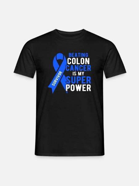 Sensibilisation au cancer du côlon survivant hommes femmes Superpow - T-shirt homme - noir