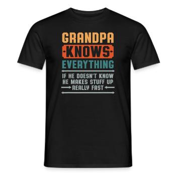 Le grand-père des hommes sait tout - T-shirt homme - noir - Devant - AI Model Male 178 light (178cm)