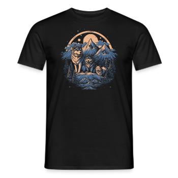 Wolf Wild Forest Animal Wolves Landscape Wolf Pack - Men's T-Shirt - black - Front - AI Model Male 178 light (178cm)