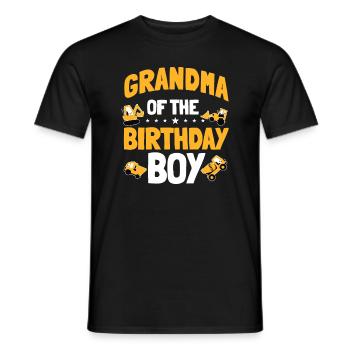 Grandma of the Birthday Boy Construction Worker Bd - Men's T-Shirt - black - Front - AI Model Male 178 light (178cm)