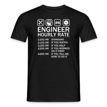 Ingenieur Stundensatz Preisdiagramm Arbeitspreise - Männer T-Shirt - Schwarz - Vorne - AI Model Male 178 light (178cm)