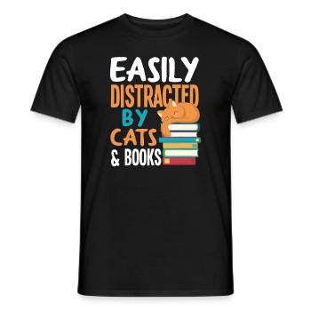 Frauen Leicht Abgelenkt Von Katzen &; Büchern Katze &; Boo - Männer T-Shirt - Schwarz - Vorne - AI Model Male 178 light (178cm)