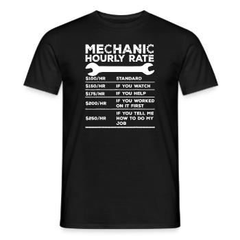 Lustiger Mechaniker-Stundensatz - Männer T-Shirt - Schwarz - Vorne - AI Model Male 178 light (178cm)