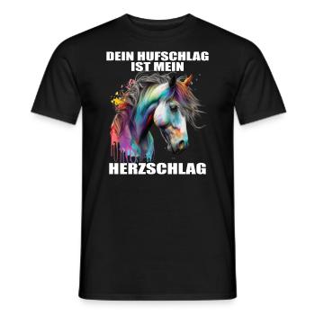 Pferde Herzschlag Reiten Hufe Hufeisen Herz Pony - Männer T-Shirt - Schwarz - Vorne - AI Model Male 178 light (178cm)