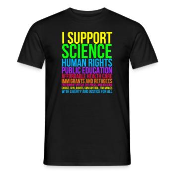 Science Human Rights Education Health Care Freedom - Men's T-Shirt - black - Front - AI Model Male 178 light (178cm)