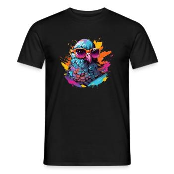 Pigeon colorful bird - Men's T-Shirt - black - Front - AI Model Male 178 light (178cm)