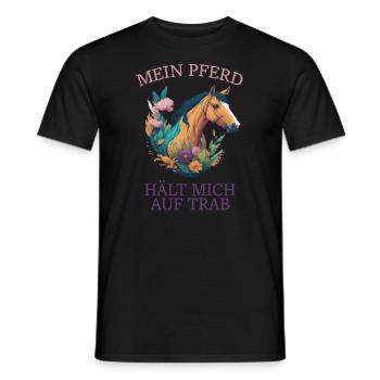 Mein Pferd hält mich auf Trab - Männer T-Shirt - Schwarz - Vorne - AI Model Male 178 light (178cm)