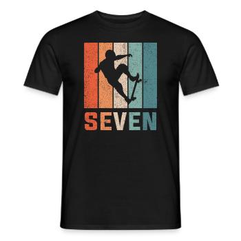 7th Birthday Retro Skateboard Skater Boys Kids - T-shirt homme - noir - Devant - AI Model Male 178 light (178cm)