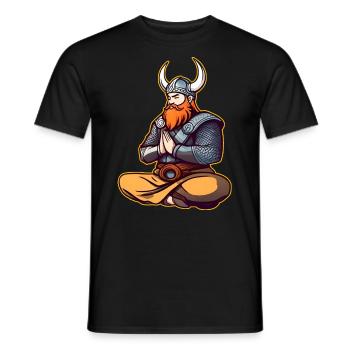 Niedlicher Wikinger macht Yoga II - Männer T-Shirt - Schwarz - Vorne - AI Model Male 178 light (178cm)