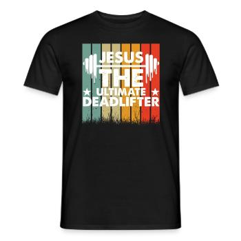 Jésus L’ultime soulevé de terre rétro Jésus - T-shirt homme - noir - Devant - AI Model Male 178 light (178cm)