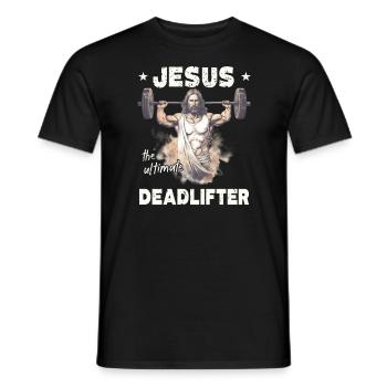 Jésus L’ultime soulevé de terre rétro Jésus - T-shirt homme - noir - Devant - AI Model Male 178 light (178cm)