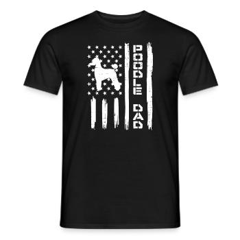 Poodle Dad US Flag Vintage Patriot Dog Lover Owner - Men's T-Shirt - black - Front - AI Model Male 178 light (178cm)