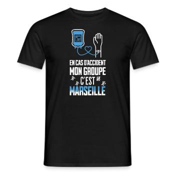 Cadeau pour supporter de marseille marseillais - T-shirt homme - noir - Devant - AI Model Male 178 light (178cm)