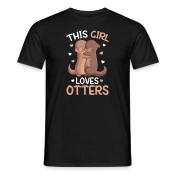 This Girl loves loves Otters Girls Kids Otter - Men's T-Shirt - black - Front - AI Model Male 178 light (178cm)