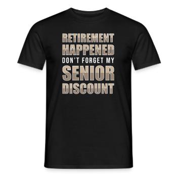 Rabais sur la pension des pensionnés - T-shirt homme - noir - Devant - AI Model Male 178 light (178cm)