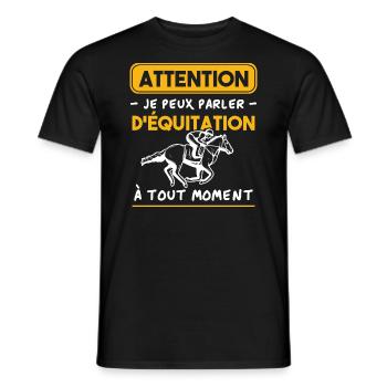 I can talk about horseback riding at any time - Men's T-Shirt - black - Front - AI Model Male 178 light (178cm)