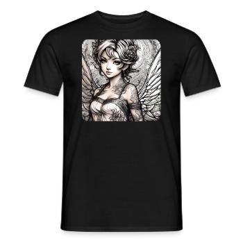 Cute angel with tattoos - Men's T-Shirt - black - Front - AI Model Male 178 light (178cm)