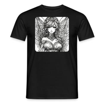 Ange mignon avec des fleurs - T-shirt homme - noir - Devant - AI Model Male 178 light (178cm)