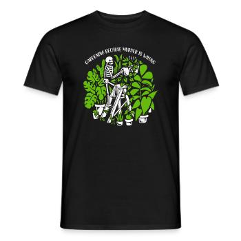 Gardening Because Murder Is Wrong Skeleton Weeds - Men's T-Shirt - black - Front - AI Model Male 178 light (178cm)
