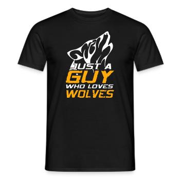 Rétro juste un gars qui aime les loups cool - T-shirt homme - noir - Devant - AI Model Male 178 light (178cm)
