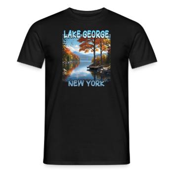 Lake George, New York - T-shirt homme - noir - Devant - AI Model Male 178 light (178cm)