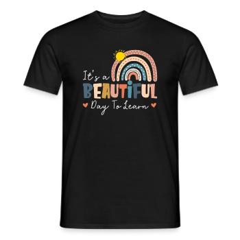 C’est une belle journée pour apprendre le boho arc-en-ciel mignon - T-shirt homme - noir - Devant - AI Model Male 178 light (178cm)