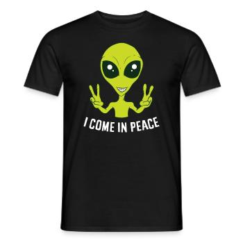 Cute Alien I Come In Peace Space Rave EDM Music - Men's T-Shirt - black - Front - AI Model Male 178 light (178cm)