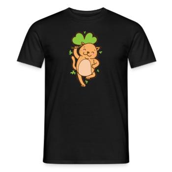 Chat avec trèfle Saint-Patrick - T-shirt homme - noir - Devant - AI Model Male 178 light (178cm)