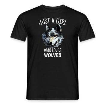 Girls Wolf Gift Just A Girl Who Loves Wolves - Men's T-Shirt - black - Front - AI Model Male 178 light (178cm)