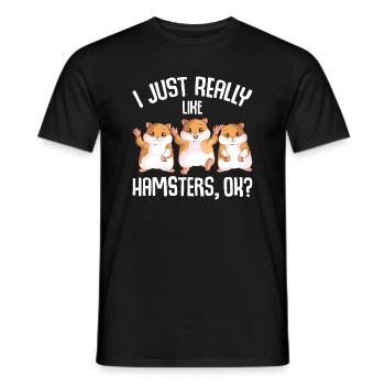 I Just Really Like Hamsters Hammy Girls Women - Men's T-Shirt - black - Front - AI Model Male 178 light (178cm)