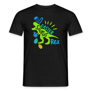Funny Easter Saurus Rex Hunting Egg T-Rex Bunny - Men's T-Shirt - black - Front - AI Model Male 178 light (178cm)