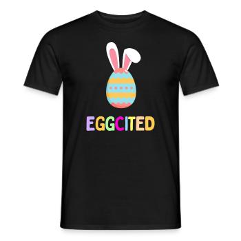 Eggcited pour Pâques | Drôle d’œuf de Pâques avec Pâques - T-shirt homme - noir - Devant - AI Model Male 178 light (178cm)