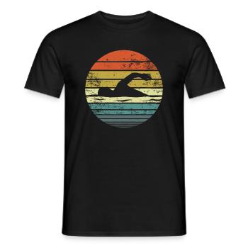 Swimmer Gifts Funny Retro Vintage Sunset - Men's T-Shirt - black - Front - AI Model Male 178 light (178cm)