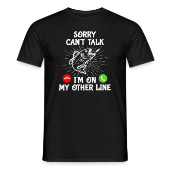 Lustiges Angeln Ich bin auf meiner anderen Leine Fischer - Männer T-Shirt - Schwarz - Vorne - AI Model Male 178 light (178cm)