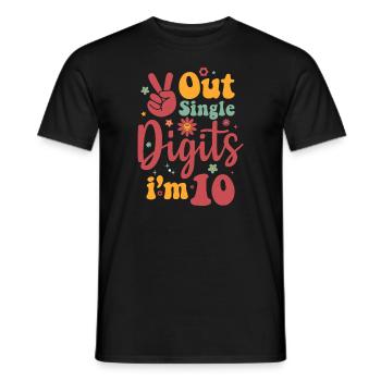 Peace Out einstellig im 10 Zeichen Geburtstag - Männer T-Shirt - Schwarz - Vorne - AI Model Male 178 light (178cm)
