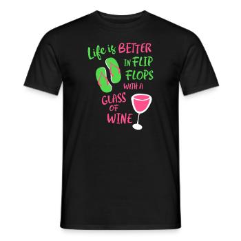 Life is Better in Flip Flops With a Glass of Wine - Men's T-Shirt - black - Front - AI Model Male 178 light (178cm)
