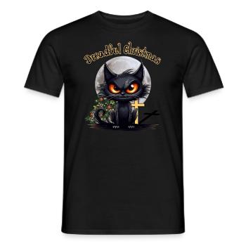 Dreadful Christmas Grumpy Angry Cat - Men's T-Shirt - black - Front - AI Model Male 178 light (178cm)