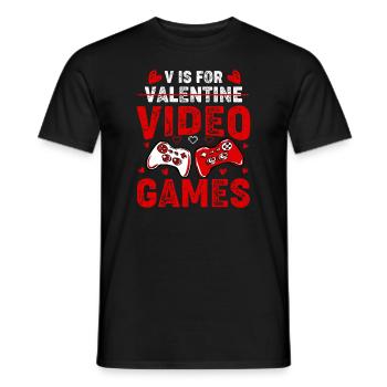 V STEHT FÜR VIDEOSPIELE Lustiger Valentinstag-Gamer - Männer T-Shirt - Schwarz - Vorne - AI Model Male 178 light (178cm)