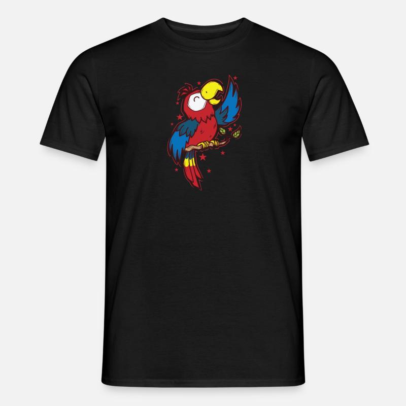 Papagei singt Tier Vogel - Männer T-Shirt - Schwarz