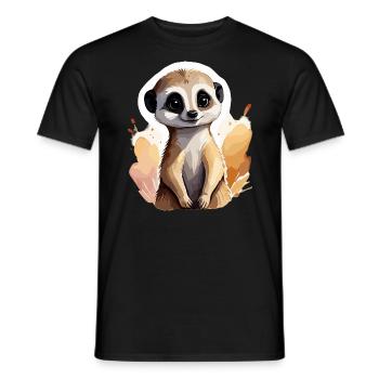 Erdmännchen, kühl und cool in der Wüste, niedlich - Männer T-Shirt - Schwarz - Vorne - AI Model Male 178 light (178cm)