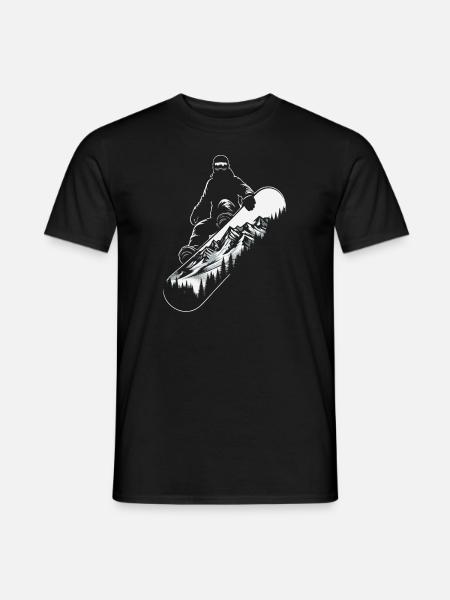 Snowboard Snowboarder Snowboarding Mountain Landscape - Men's T-Shirt - black