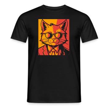 Katze - Männer T-Shirt - Schwarz - Vorne - AI Model Male 178 light (178cm)