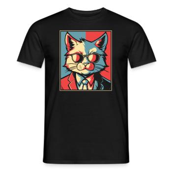 Katze - Männer T-Shirt - Schwarz - Vorne - AI Model Male 178 light (178cm)