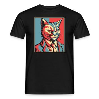 Katze - Männer T-Shirt - Schwarz - Vorne - AI Model Male 178 light (178cm)