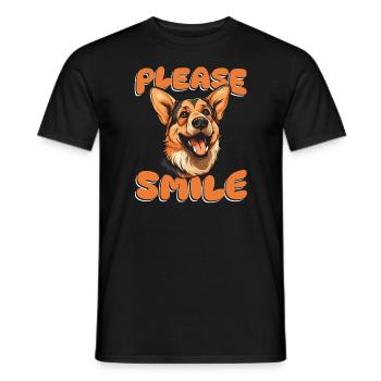 German Shepherd Funny Just Smile - Men's T-Shirt - black - Front - AI Model Male 178 light (178cm)