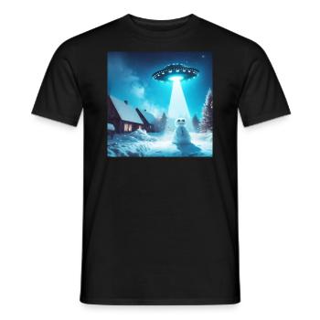 UFO Schneemann Winter Schnee Alien - Männer T-Shirt - Schwarz - Vorne - AI Model Male 178 light (178cm)