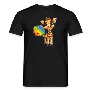 Girafe Drôle Arc-en-Ciel Pet - T-shirt homme - noir - Devant - AI Model Male 178 light (178cm)