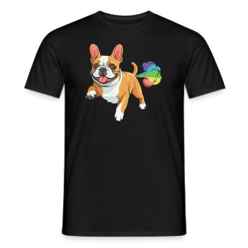French Bulldog Funny Rainbow Fart - Men's T-Shirt - black - Front - AI Model Male 178 light (178cm)