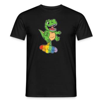 Dinosaure Drôle Arc-en-Ciel Pet - T-shirt homme - noir - Devant - AI Model Male 178 light (178cm)